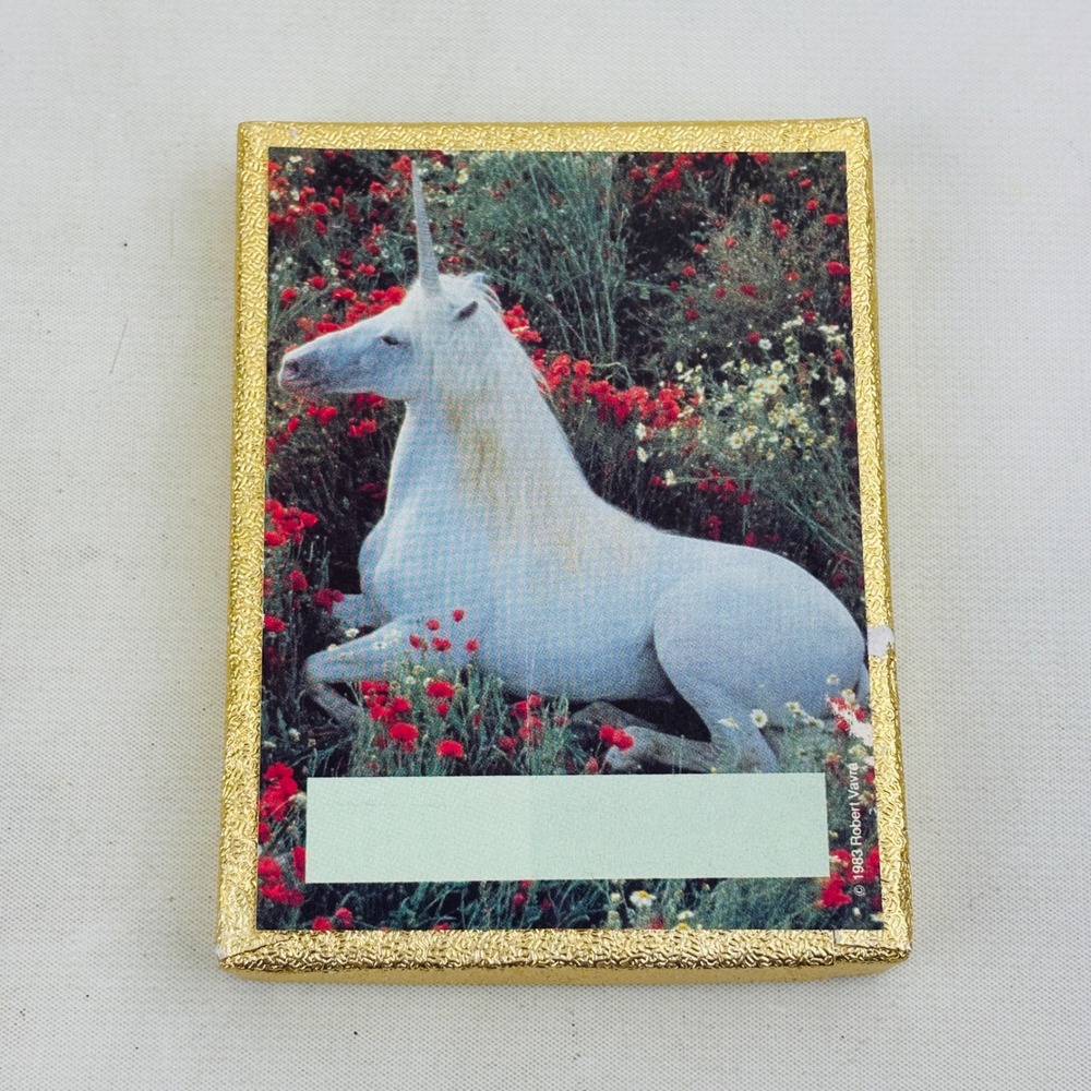 Vintage Antioch Unicorn Flowers 30 Bookplate Lot Partial Box Gummed Labels USA